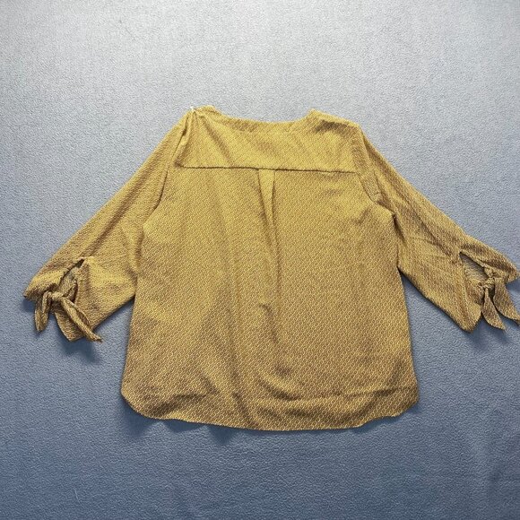 Michael by Michael Kors Dark Camel Chain Blouse Women's Sz XL Bow-ties‎ Sleeves - Picture 6 of 10